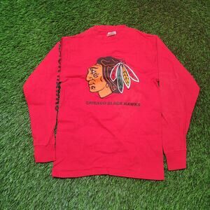 VTG 80s Chicago Blackhawks Long Sleeve T-Shirt Womens XS/S Sleeve Print